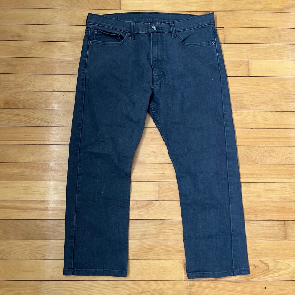 Levis 513 Slim Straight Jeans Men 36x30 (27) Charcoal Grey Dark Wash Denim Pants